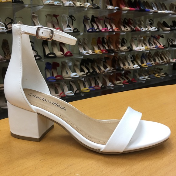 City Clasified White Basic Ankle Strap Heel Sandal - Picture 7 of 7